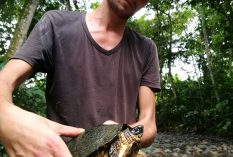 Student with sweet water turtle